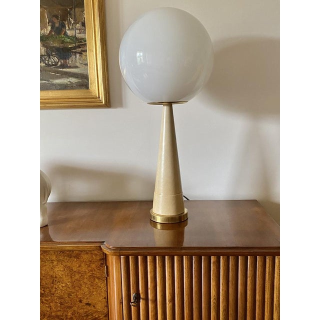 Conic Parchment and Brass Table Lamp, France, 1960s For Sale - Image 14 of 18