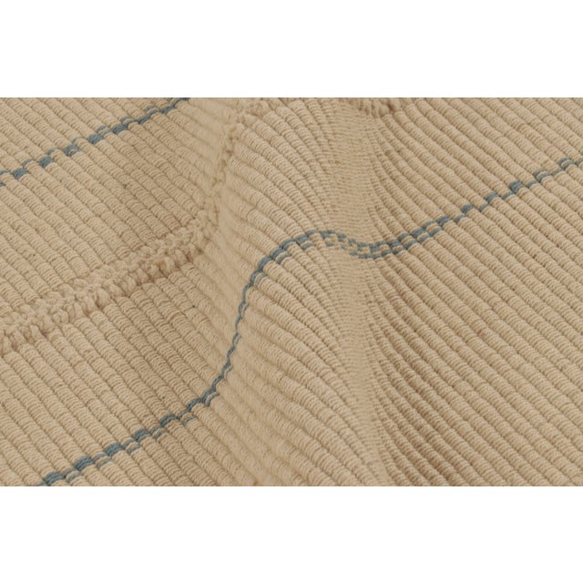 Rug & Kilim Contemporary Rez Kilim Flatweave Rug With Blue & Brown Stripes For Sale In New York - Image 6 of 10