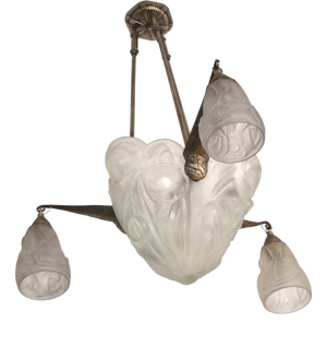 French Art Deco Chandelier by David Gueron for Verrerie d'Art Degué, 1920s