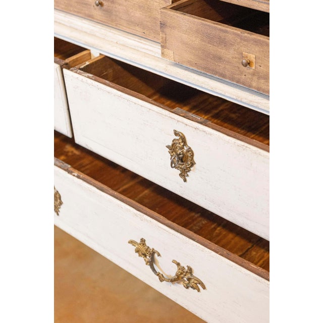 Mid 18th Century 1760s Period Rococo Swedish Cabinet with Glass Doors, Bonnet Top and Cabrioles For Sale - Image 5 of 11
