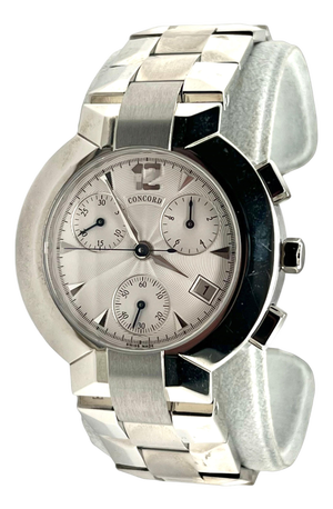 1990s Concord Estate La Scala Chronograph Watch Stainless Steel 38 mm