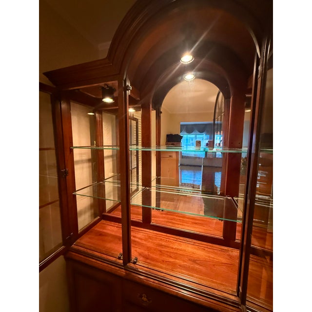 Pennsylvania House Solid Cherry Lighted China Cabinet For Sale - Image 9 of 11