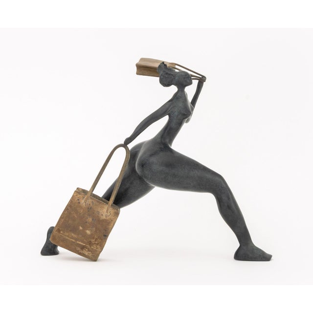 Metal Francoise Abraham "Shopping" Bronze Sculpture For Sale - Image 7 of 14