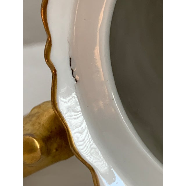 Antique R. Delinières & Cie Limoges Gilt Porcelain Chocolate Pot With Shell Finial For Sale - Image 15 of 17