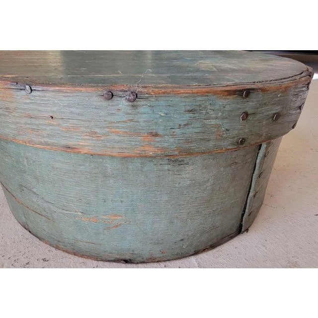 Folk Art 19thc Original Painted Blue / Aqua Pantry Box For Sale - Image 3 of 6