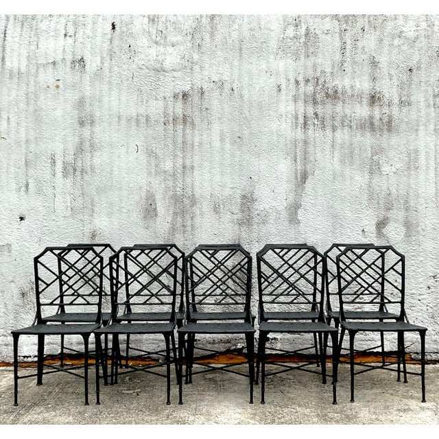 Vintage Boho Cast Aluminum Chinese Chippendale Dining Chairs After