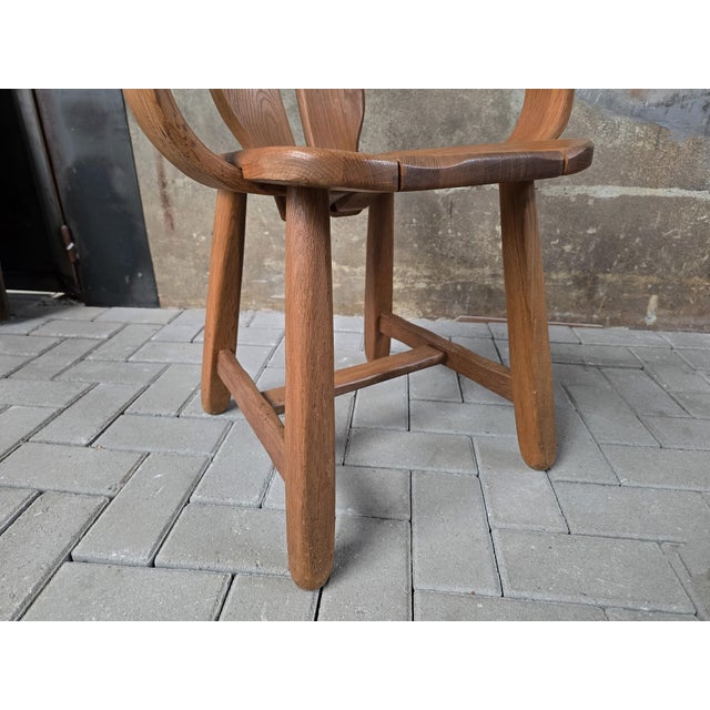 Wood Vintage Brutalist Dining Chair in Oak by De Puydt, Belgium, 1970s For Sale - Image 7 of 16
