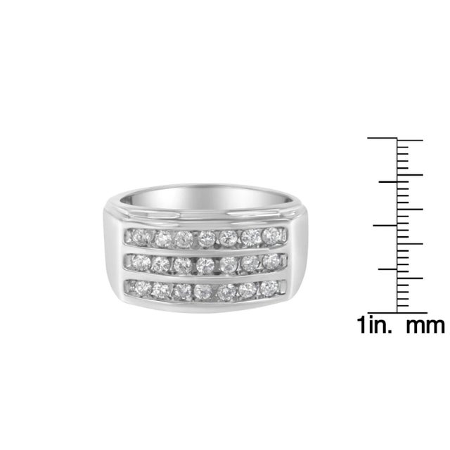 14K White Gold Men's Diamond Channel Set Band Ring (1 cttw, H-I Color, SI2-I1 Clarity) Size 10.5 EVS1010 For Sale In New York - Image 6 of 6