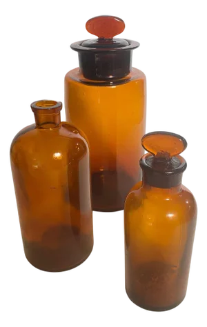 20th Century French Cobalt Orange Pharmacy Bottles, Set of 3