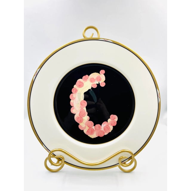 Erté Vintage Erté Bone China the Alphabet Collection "C" Plate For Sale - Image 4 of 8