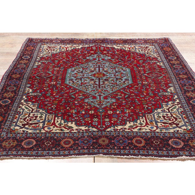 Red Vintage Persian Farahan Rug - 04'06 X 06'07 For Sale - Image 8 of 9