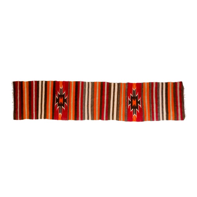 1950s Handwoven Decorative Kilim Runner For Sale