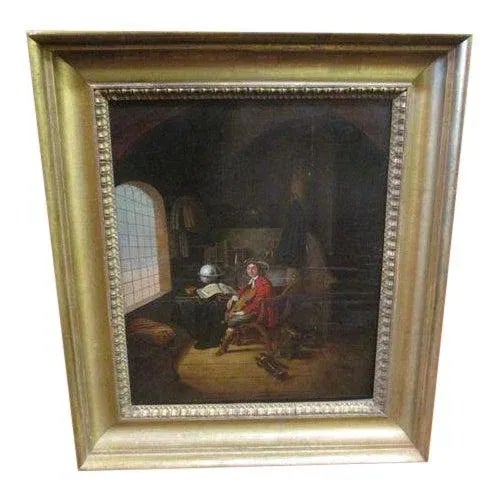 Antique Oil on Wood Panel After Old Master Gerrit Dou "The Young Violinist" c.Late 18th-Early 19th Century For Sale In Cincinnati - Image 6 of 7