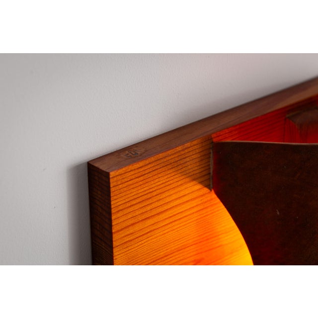 Brown Rectangular Pine Wall Lamp with Bur Wood Veneer Shades, 1960s For Sale - Image 8 of 15