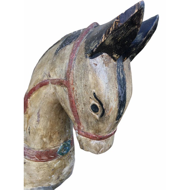 Antique Indian / Rajasthani Hand Carved Wooden Horse For Sale - Image 10 of 13