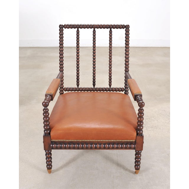 Wood Pair of Ralph Lauren New Bohemian Leather Spindle Chairs For Sale - Image 7 of 18