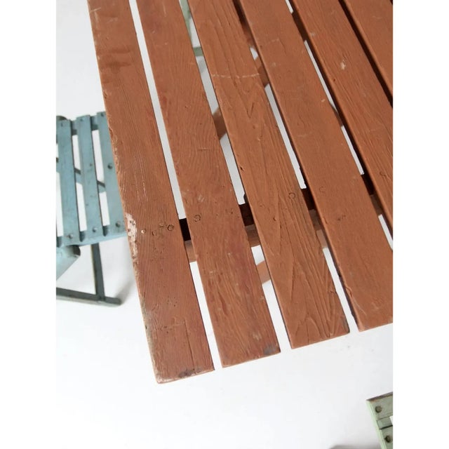 Vintage Wooden Patio Table & 4 Chairs For Sale - Image 16 of 16