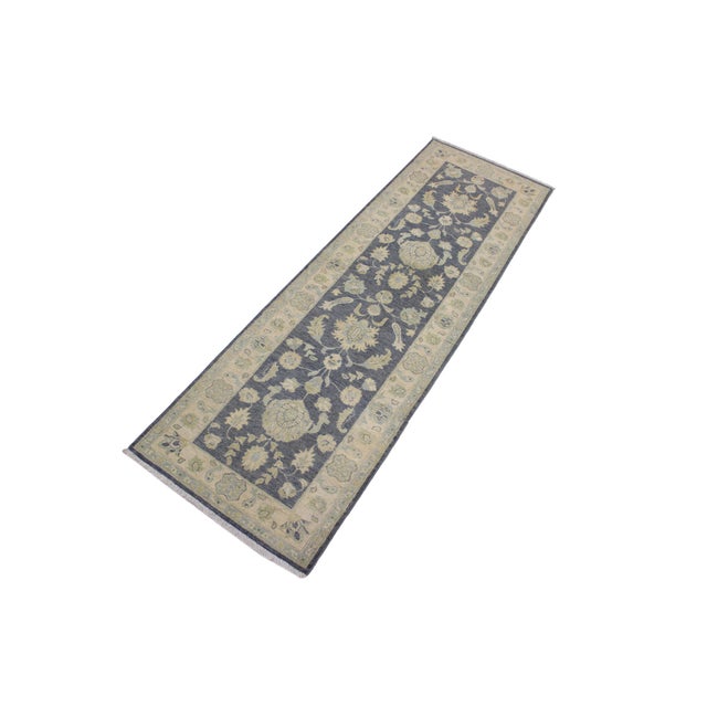 Art Nouveau Boho Chic Ziegler 1990's Gray/Ivory Wool Runner Rug- 2'7'' X 8'4'' For Sale - Image 3 of 8