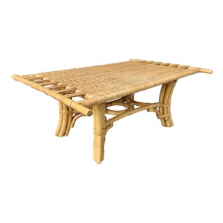 Island Style Bamboo & Rattan Coffee Table From 70's For Sale