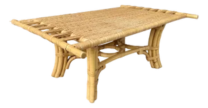 Island Style Bamboo & Rattan Coffee Table From 70's