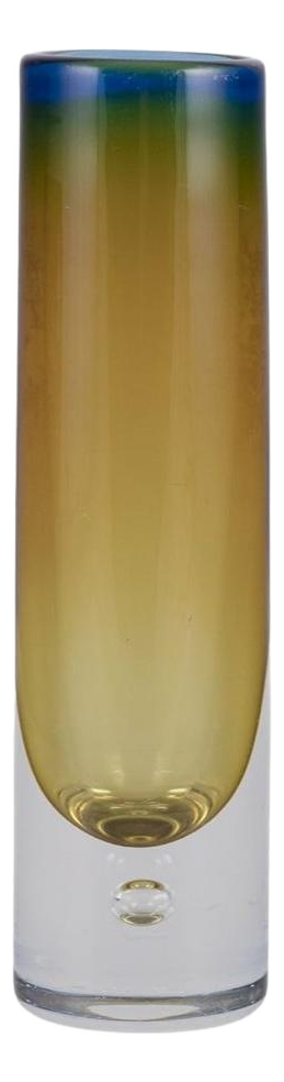 Scandinavian Cylindrical Art Glass Vase with Glass Bubble, 1960s