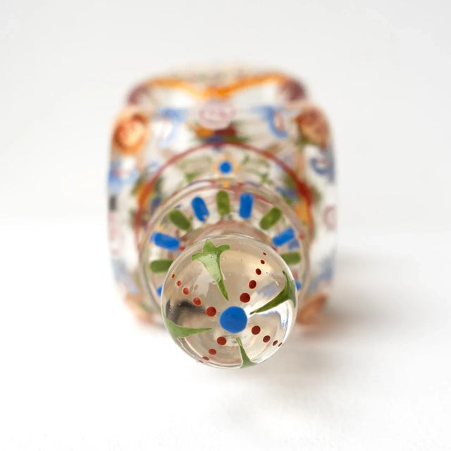 Antique Late 19th Century Enamelled Glass Decanter and Glasses by J & L Lobmeyr, Vienna- 5 Pieces For Sale - Image 9 of 12