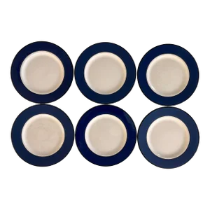 Vintage Italian Pagnossin Treviso Blue Salad Plates - Set of 6