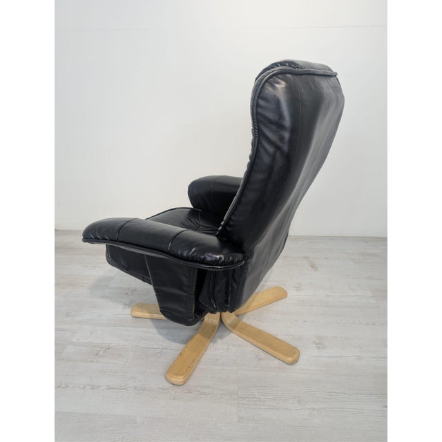 Adjustable Leather Armchair with Ottoman in Black, 1975 For Sale - Image 6 of 18