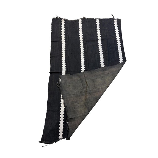 African Vintage African Black and White Mud Cloth Textile Mali 63" by 38" For Sale - Image 3 of 5
