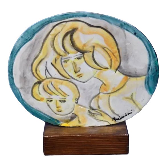 Ceramic Plate Painted with Picture by Remo Brindisi for Giuseppe Rossicone, 1960s For Sale