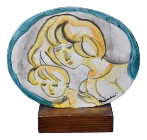 Ceramic Plate Painted with Picture by Remo Brindisi for Giuseppe Rossicone, 1960s