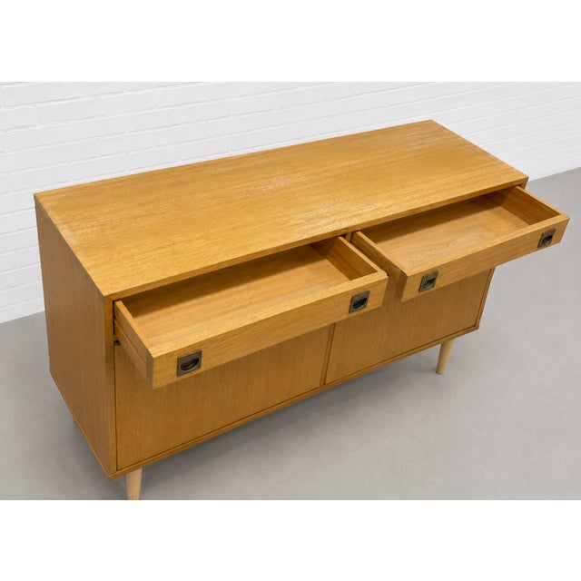Mid Century Modern Oak Jr. Credenza | Danish Storage | Entryway Cabinet, Circa 1960's For Sale - Image 10 of 13