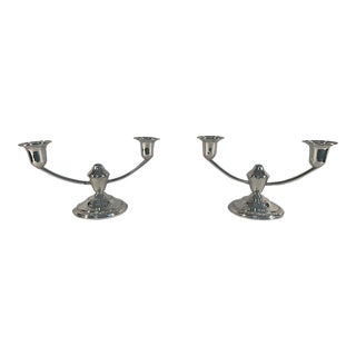 Vintage Sterling Silver Two Arm Candelabras Candle Holders - a Pair For Sale