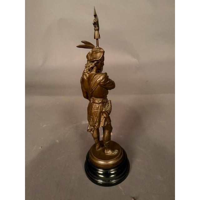 French Pair of 19th Century European Bronze-Finished Soldier Figures With Ebonized Bases, Circa 1890 For Sale - Image 3 of 18
