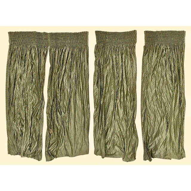 1980s French Empire Napoleon Style Green Silk Large Pair of Curtains ( 5 Pairs Available ) For Sale - Image 15 of 15