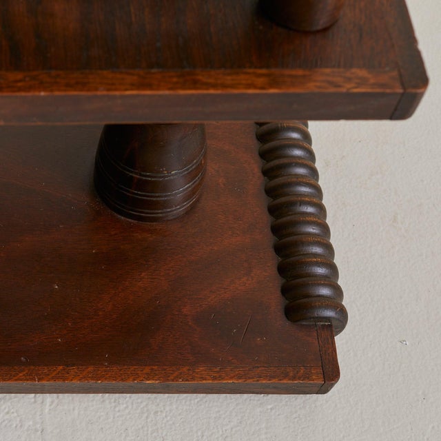 French Spool‑Detail Oak Side Table in the Manner of Charles Dudouyt, 1940s For Sale - Image 10 of 10