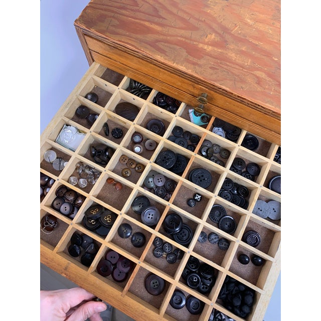 1980s Vintage Wooden Plywood Storage Button Box With 6 Divided Drawers For Sale In Washington DC - Image 6 of 9