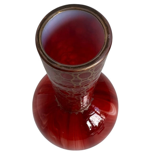 Glass Antique Bohemian Harrach Marmoriertes Karneol Glass Vase, C. 1888" For Sale - Image 7 of 18