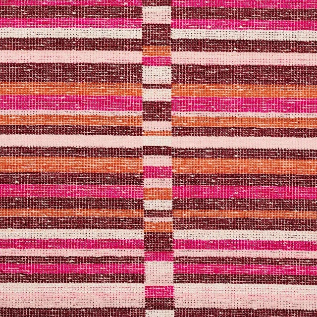 Traditional Schumacher Tierra Stripe Fabric, Berry For Sale - Image 3 of 4