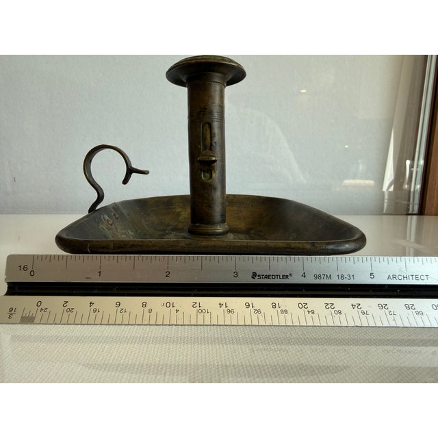 Metal Mid 19th Century Brass Push-Up Chamberstick For Sale - Image 7 of 7