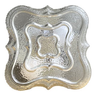 Portuguese Clear Glass Square Flush Mounted For Sale