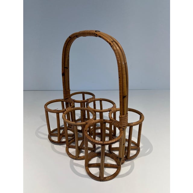 Circa 1950 Rattan Bottle Holder, French Work For Sale - Image 4 of 12