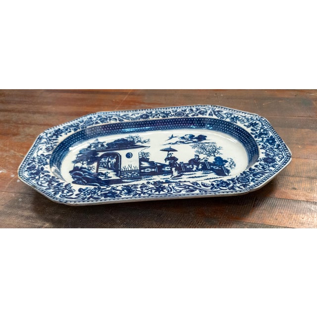 19th Century English Blue and White Staffordshire Chinoiserie Transferware Tray For Sale In New York - Image 6 of 13