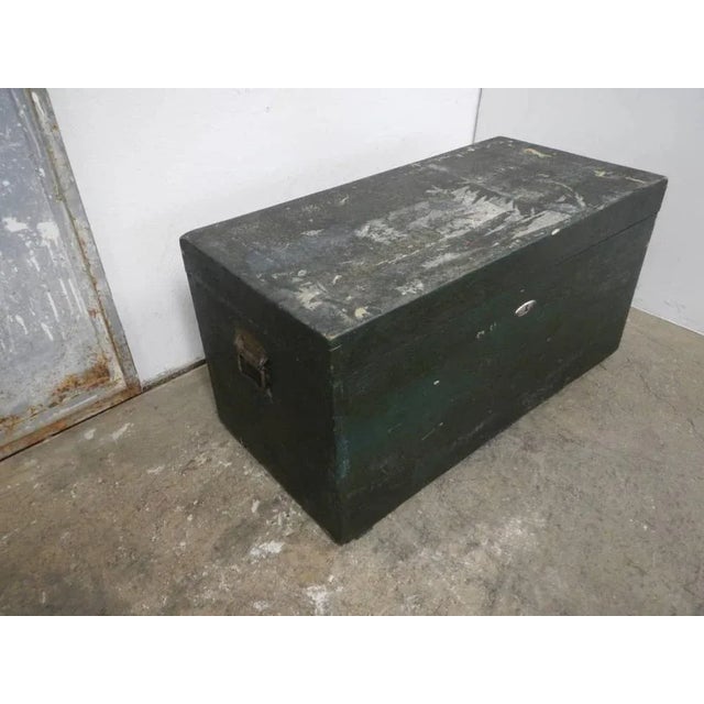 Vintage Black Wooden Trunk, 1940s For Sale - Image 11 of 11