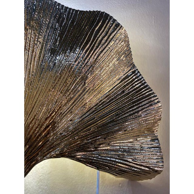 Italian Brass Leaf Wall Sconces by Simoeng, Set of 2 For Sale - Image 6 of 12