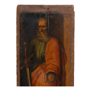 18th Century Original Painted Icon on Wood of Saint Paul Holding a Sword