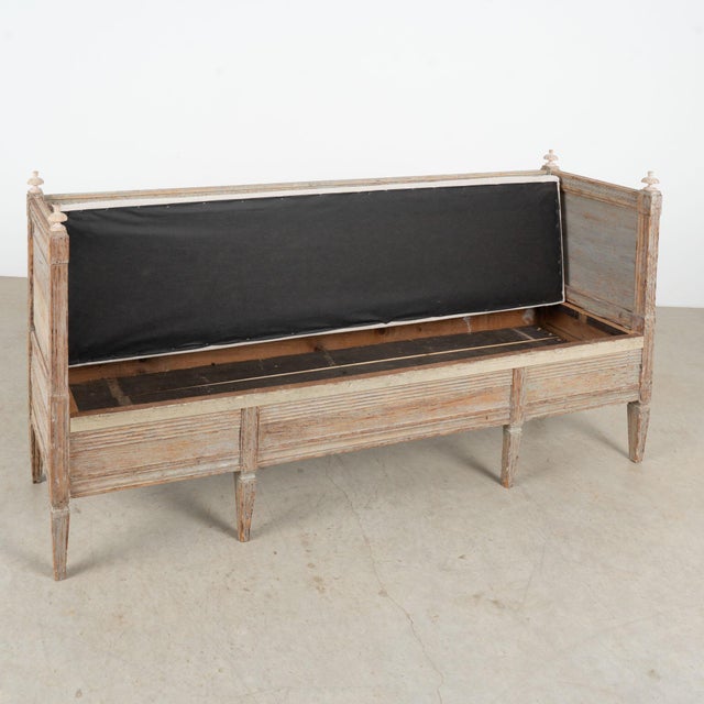 Gustavian (Swedish) Early 19th Century Swedish Original Painted Gustavian Narrow Bench For Sale - Image 3 of 17