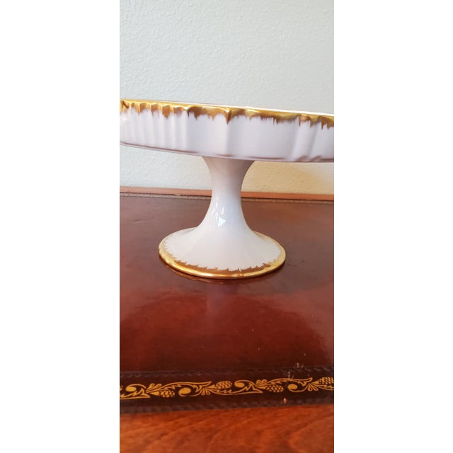 Vintage Limoges French Porcelain Cake Stand With Gold Rose Decoration. For Sale In Portland, OR - Image 6 of 7