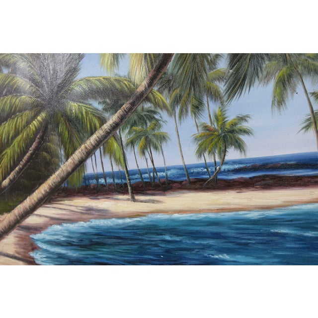 Blue Early 20th Century Oceanscape Oil on Canvas Signed Original, Framed For Sale - Image 8 of 10