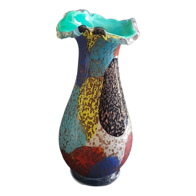 20th Century Murano Glass Vase with Aventurine by A.Ve.M, Italy For Sale